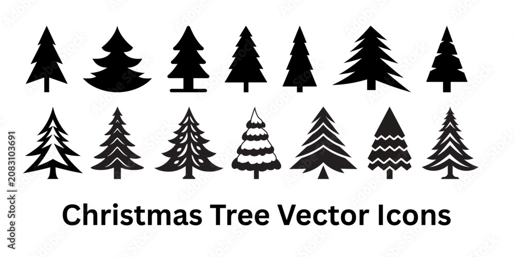 Obraz premium Christmas tree vector icons set.