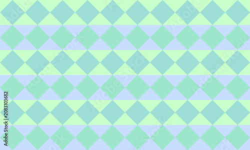seamless geometric horizontal row strip pattern with square, two tone blue and green diamond checkerboard repeat pattern, replete image, design for fabric printing