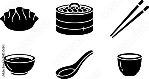 Tableau sur toile Japanese Dining Silhouette Icon Set