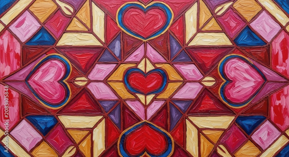 Fototapeta premium Colorful geometric heart mosaic pattern design