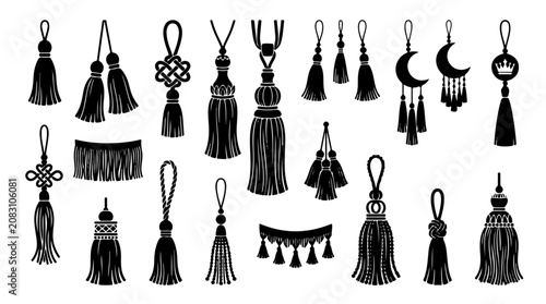 Картината върху платно Decorative tassel illustration collection featuring ornate designs and knots sym
