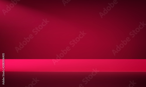 Empty dark pink studio room background Space for selling products, backdrop, wallpaper, background, text. Empty Room Studio with table. Vector illustration.
