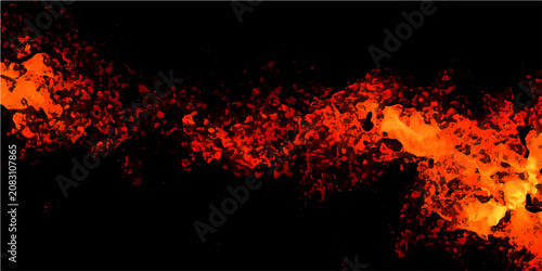 Bild auf Leinwand Fiery lava flow in abstract background, magma stream glowing orange and red hot abstract pattern