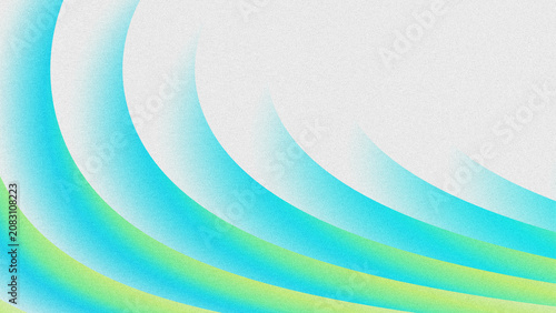 Cuadro en lienzo Minimal abstract textured backdrop with smooth curved gradient ribbons in cool cyan and soft lime green, subtle grain noise texture, large blank white copy space on upper right