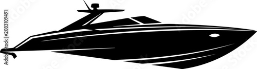 Sleek yacht, boat silhouette, vector graphic, nautical icon