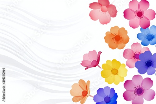 A bunch of colorful flowers on a white background11