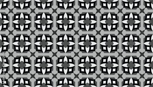 Abstract black and white tile pattern, luxury geometric background for wallpaper or textile design