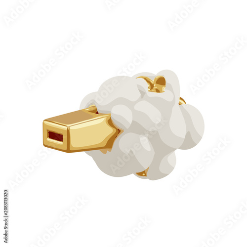 Single piece of fluffy white popcorn with golden kernel