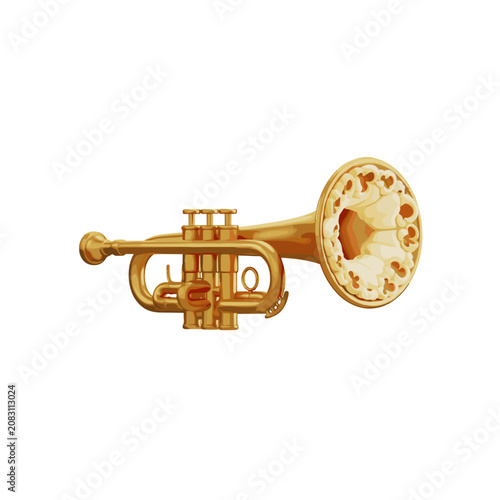 Golden Trumpet with Popcorn Overflowing from the Bell