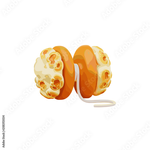 Creative orange and cream toy yo-yo with lunar moon crater design