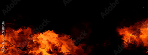Fotografía Intense inferno raging, crackling flames dance dark backdrop, symbolizing destruction chaos
