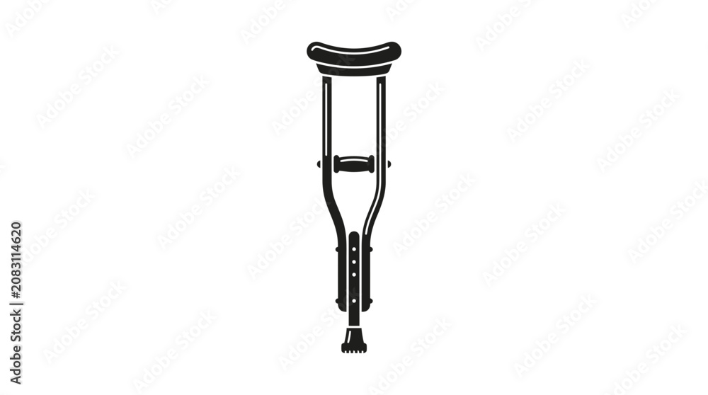 Obraz premium Crutches Icon Silhouette - Medical Mobility Aid for Injury Recovery