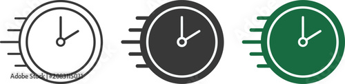 Three analog clocks with different colors
