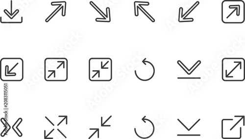 Set of various arrow icons in different directions