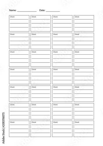 Blank music staff sheet for notating musical notes and chords  