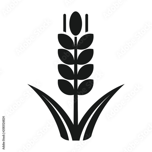 Fotografie Wheat icon black silhouette wheathead plant