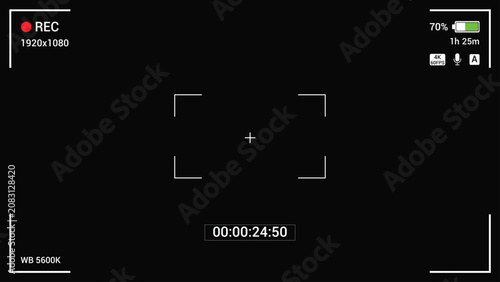 Cuadro en lienzo Camera Recording Viewfinder Overlay Solid Icon Set Featuring REC Frame, Video Re