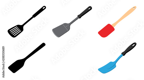 Tableau sur toile Professional vector collection featuring different spatula designs, slotted spat