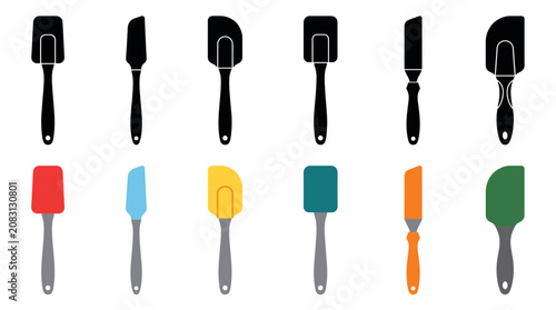 Tableau sur toile Professional vector collection featuring 6 different silicone spatula designs, c