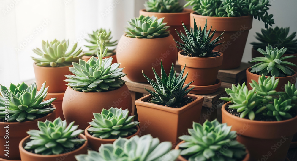 Fototapeta premium Vibrant Indoor Spring Succulent Stand