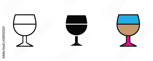 Foto Cognac glass icon set