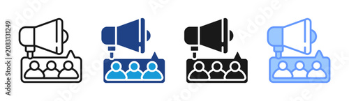 Audience Broadcast icon set multiple style collection