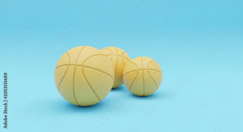 Fototapeta premium yellow basketballs on blue background