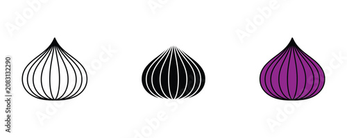 Foto Purple onion vegetable icon set