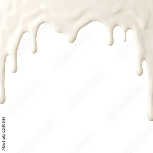White Cream Drip on Black Background