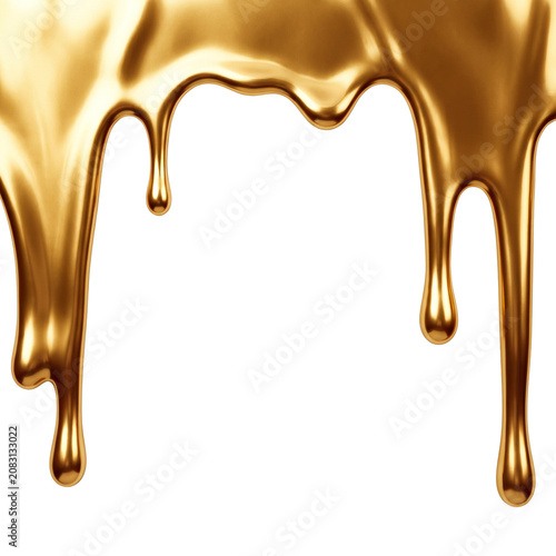 Liquid Gold Dripping on Black Background