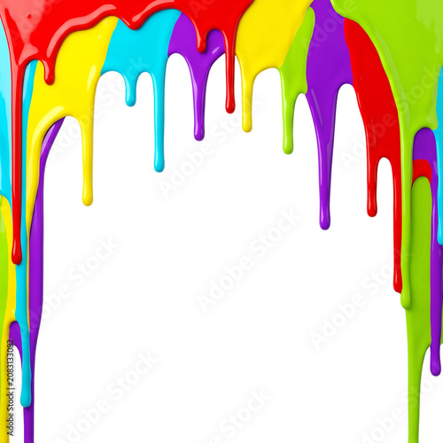 Colorful Paint Drips on Black Background