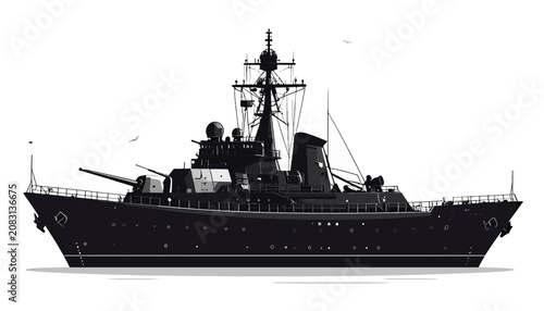 Foto Large military warship vessel navy boat.