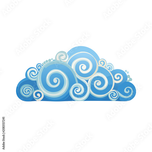 Swirling blue cloud with spiral wave patterns