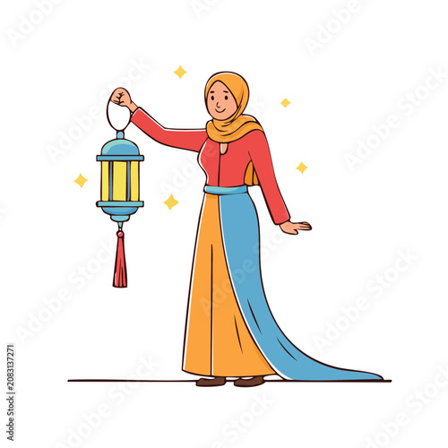 Vector illustration of woman and fire hydrant