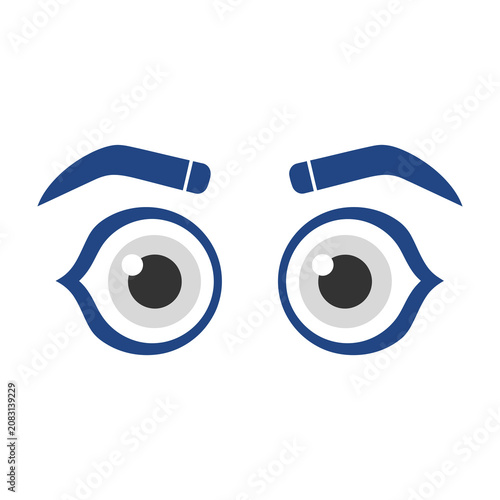 Canvastavla Eyes with blue eyebrows and white background