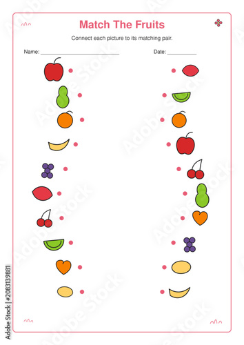 Fruit Picture Matching Game Printable for Early Childhood Education