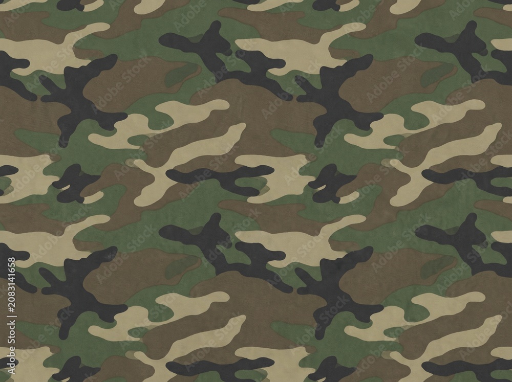 Fototapeta premium Seamless Woodland Camouflage Pattern Background for Apparel and Textile Design