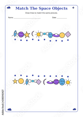 Space Objects Match Up Activity Printable for Kids