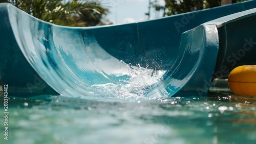 Close-up of water splashing on a wave-shaped water slide