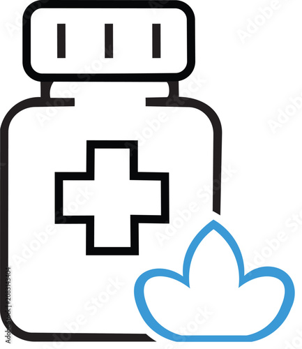Herbal medicine bottle line icon