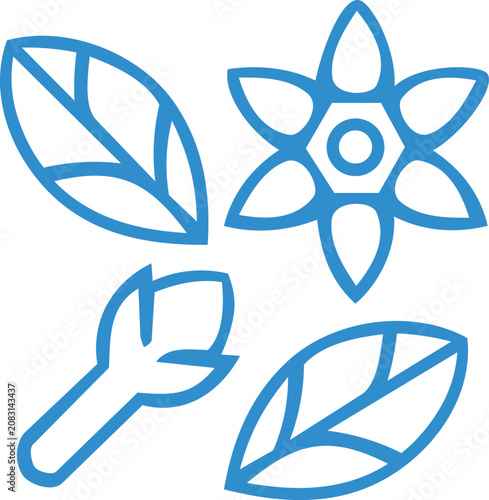 Nature and wellness linear icons set