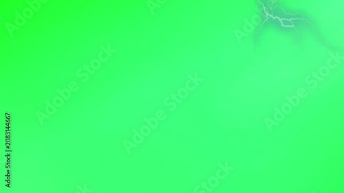 Close-up of Lightning Strike in a Bright Green Sky During Stormy Weather
