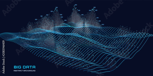 Abstract futuristic infographics 3D with big data visualization. Visual analyzing informational. Infographic for technology, network or business analytics.