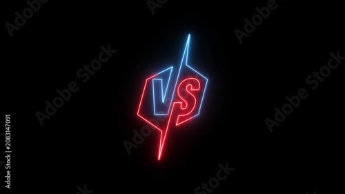 Neon VS Logo Glowing on Black Background.