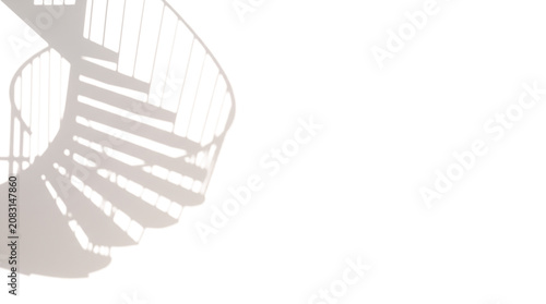 Modern geometric spiral staircase architectural shadow overlay on a transparent background