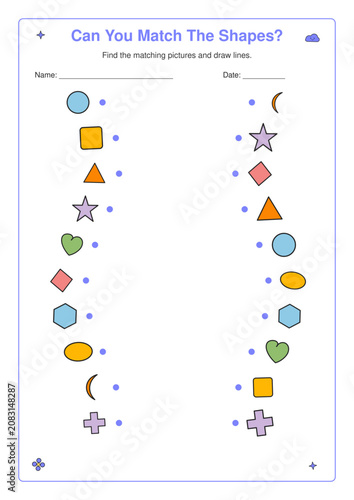 Geometric Shapes Match and Learn Printable Activity