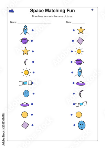 Outer Space Picture Matching Printable Learning Game