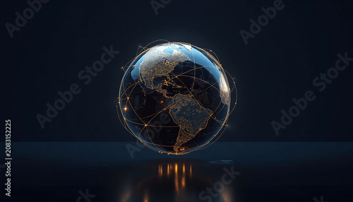 Global geopolitics concept with interconnected world globe