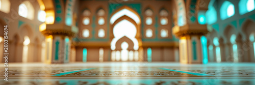 Wide banner with copy space for text traditional Islamic mosque in Muslim countries AI Generative