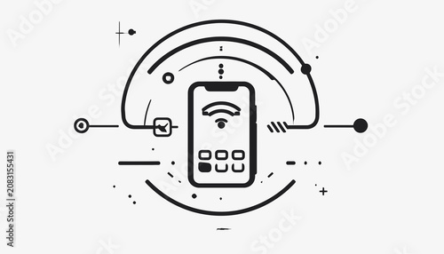 Smartphone with WiFi signal icon.